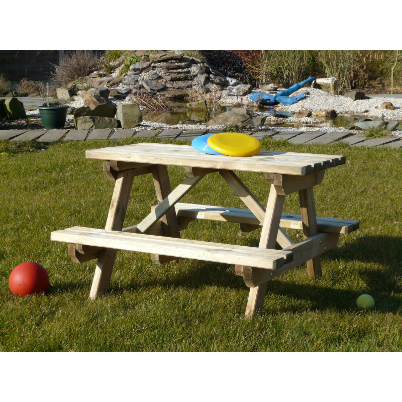 Table de jardin pique-nique pour enfant traitée autoclave 90 x 90 x 57 cm SOLID
