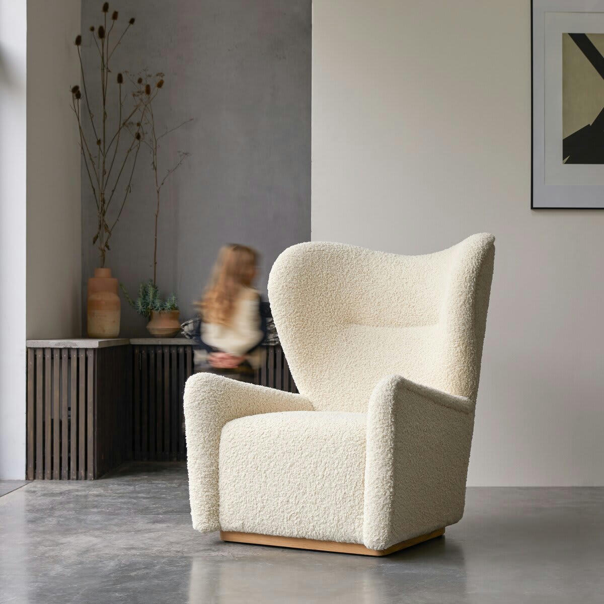 SHERPA - Fauteuil en chêne massif et tissu