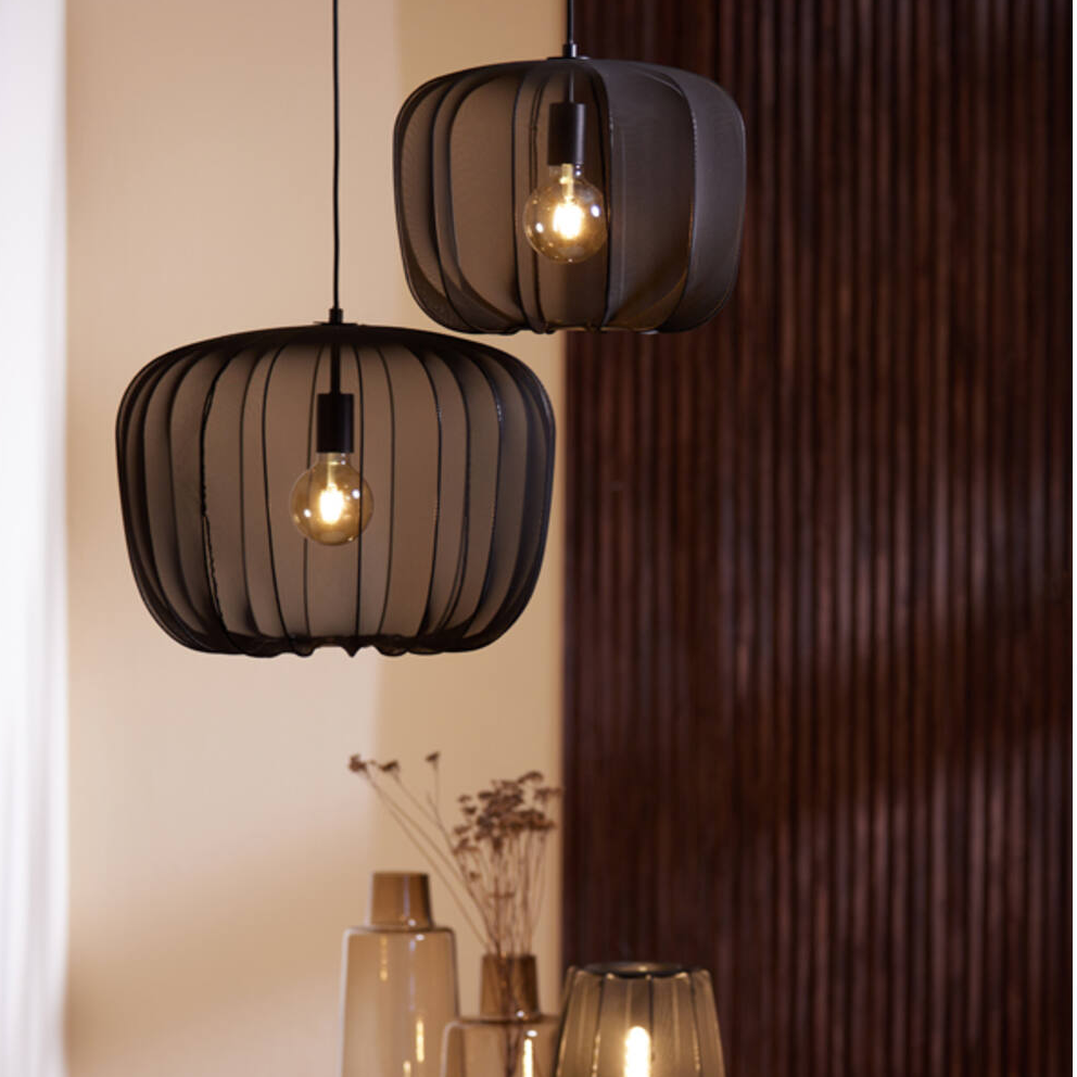 Light & Living Plumeria Hanglamp - XS - H 30 x Ø 40 cm - Zwart