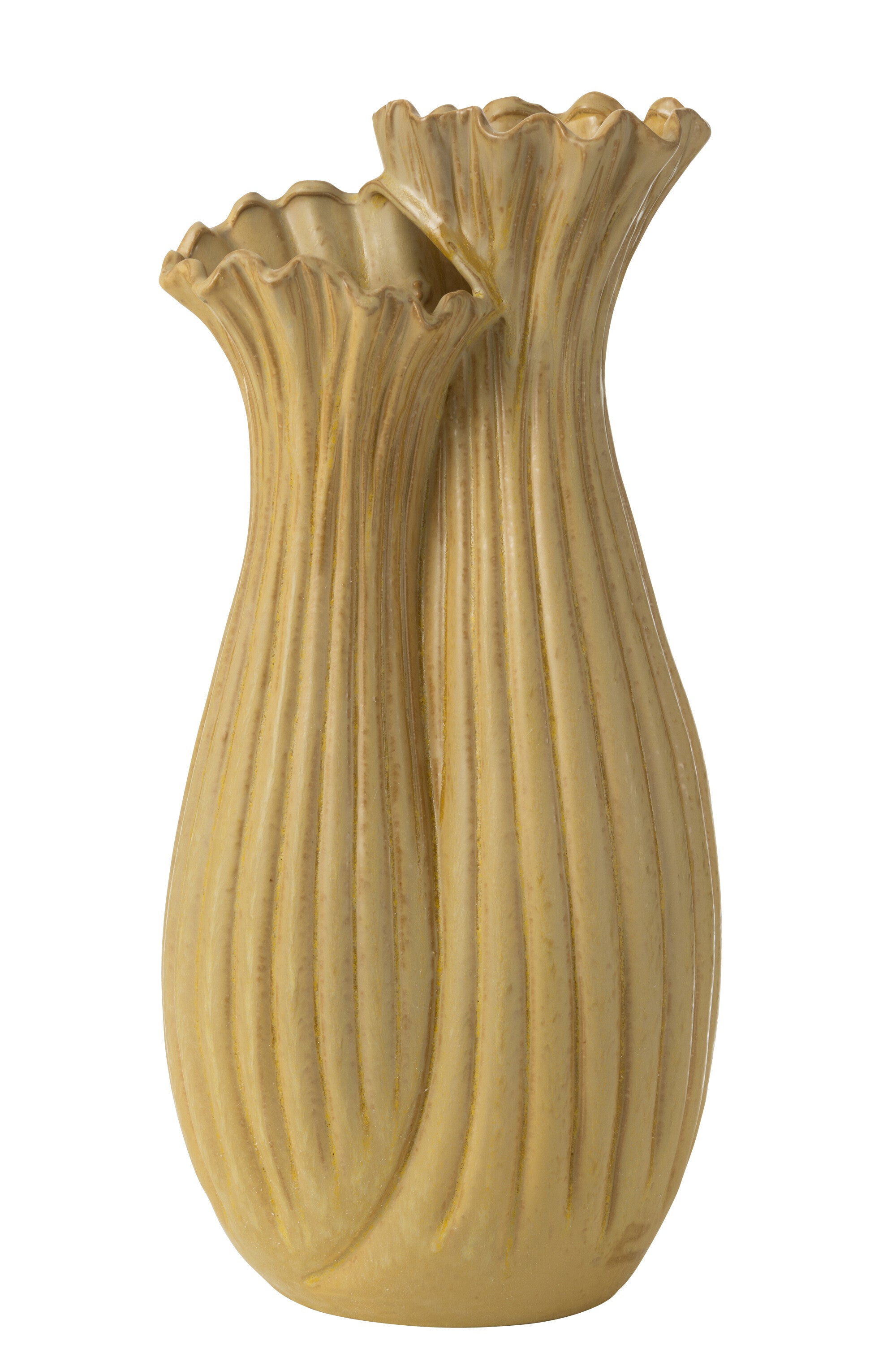 J-Line vaas Botanica Duo - keramiek - beige - 53.5 cm hoog
