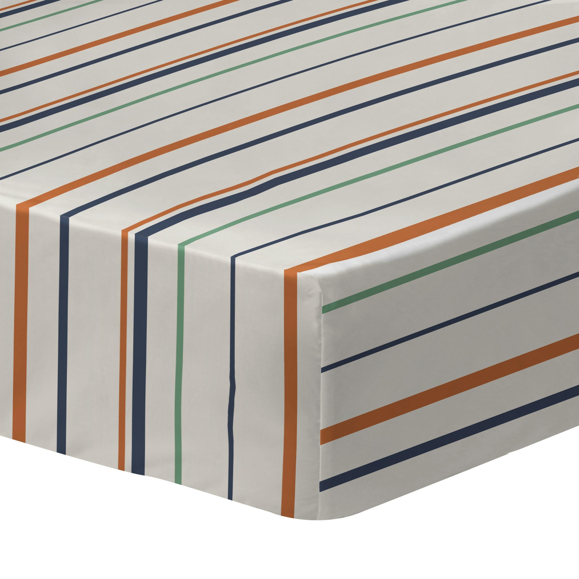 SUMMER CAMP - Drap-housse imprimé en coton Beige 90x190/200cm - Bonnet 30cm