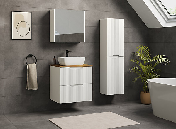 Meuble de salle de bain suspendu sous vasque VENA blanc 60 cm