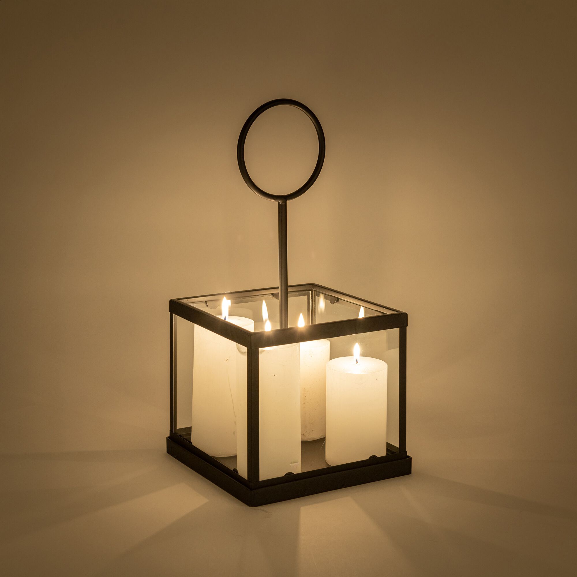 FAKIR - Photophore pour 4 bougies en métal et verre H42cm - noir