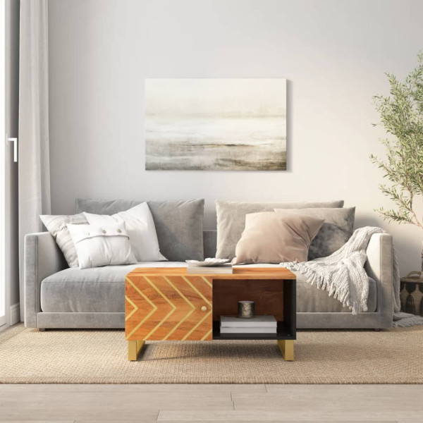 Stolik Kawowy Ława Stół Brązowy Drewniany 80x50x40 Drzwiczki Do Salonu