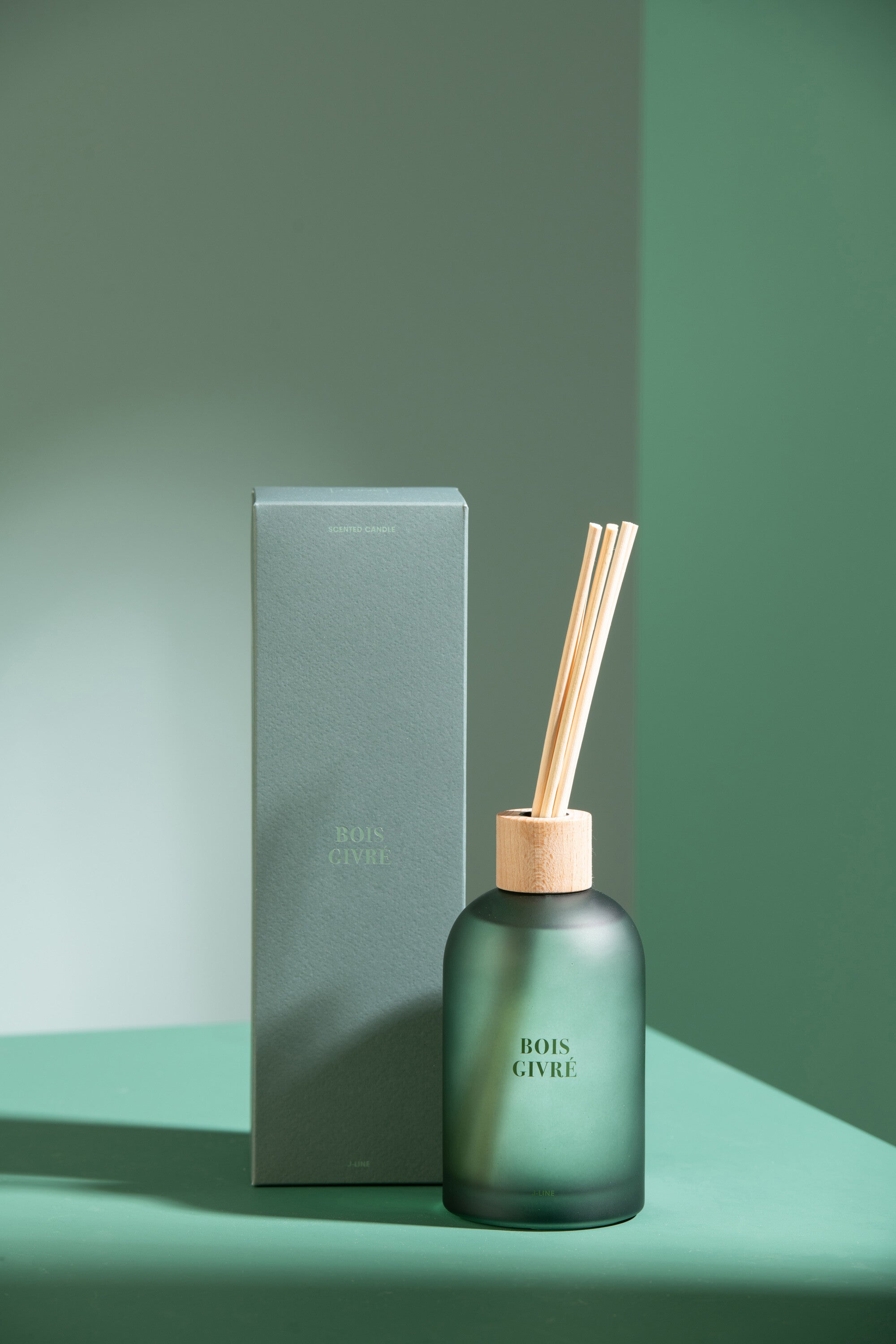 J-Line geurstokjes Accords Essentiels - Bois Givré - groen - 250 ml