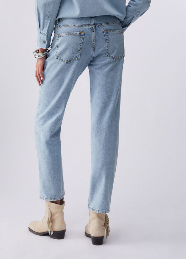 Jeans straight con ricami gioiello