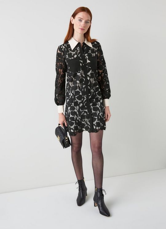 Yvette Black Birch Floral Embroidery Shirt Dress