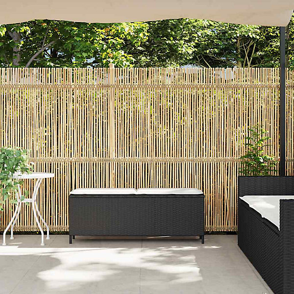 Banc de jardin avec coussin noir 110x30x40,5 cm résine tressée vidaXL