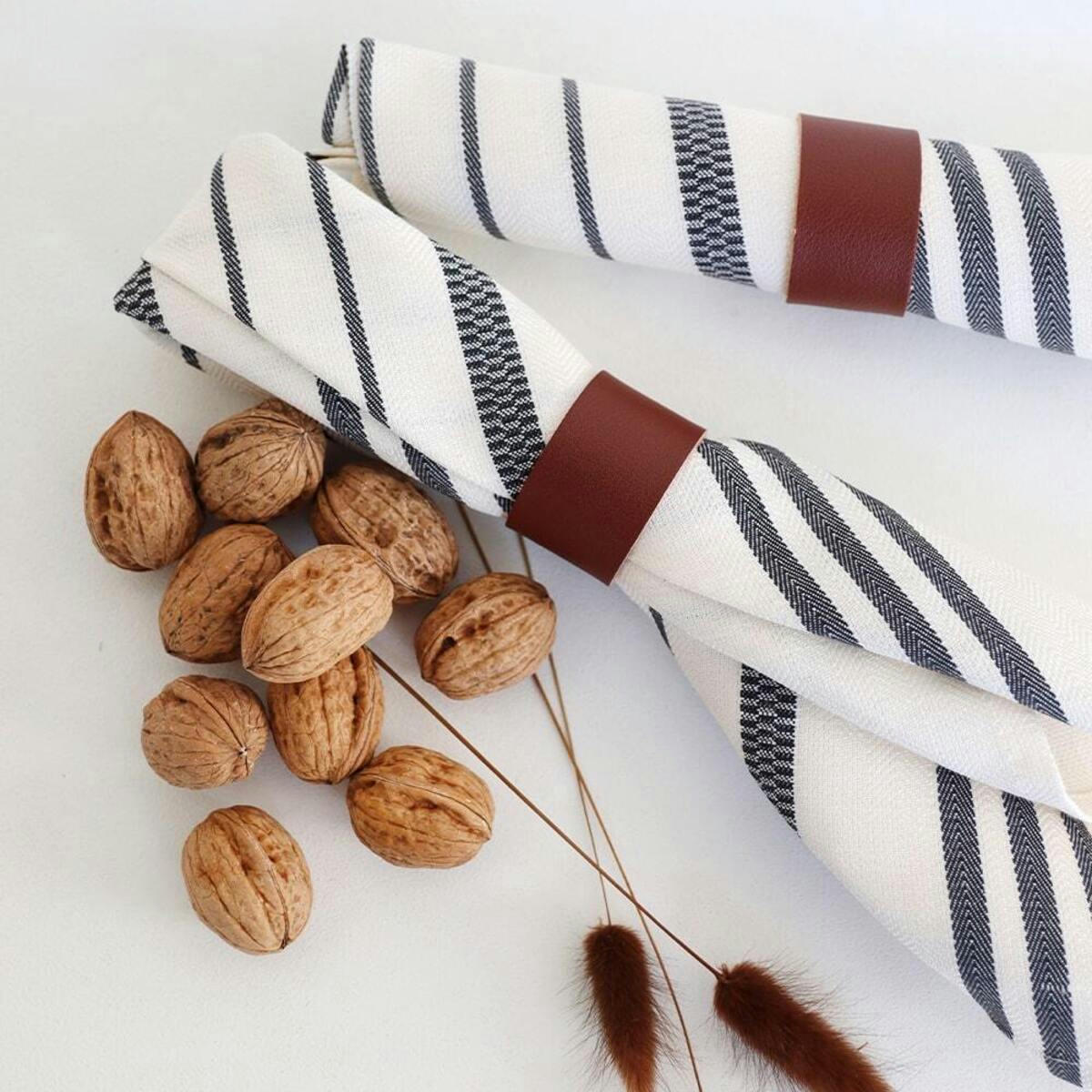 BERRAIN - Serviette de table coton et lin Blanc 50x50 cm