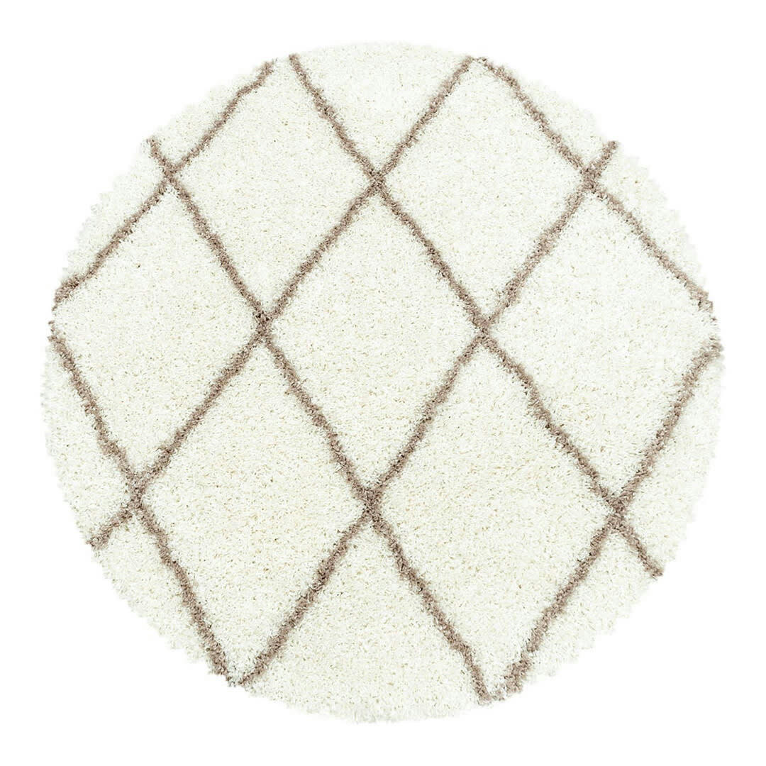 CHANTECLER - Tapis géométrique scandinave en polypropylène crème Ø 80