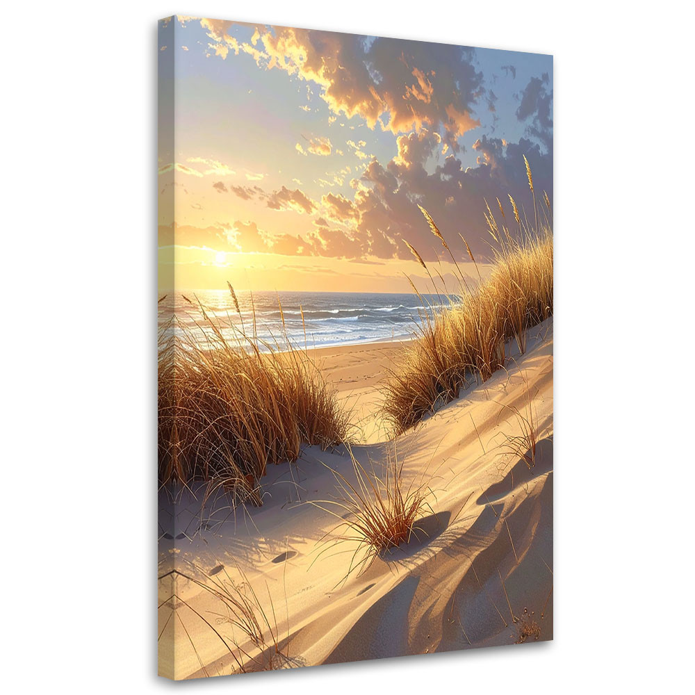 Obraz do salonu sypialni biura, Plaża i Wydmy o Zachodzie Słońca 20x30
