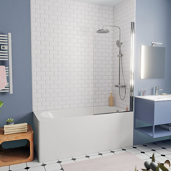 KOLO by Geberit 160x70 cm Ensemble baignoire Opal Plus universelle   Pare baignoire pivotant chrome   pieds (XWP1260000-SETP1)