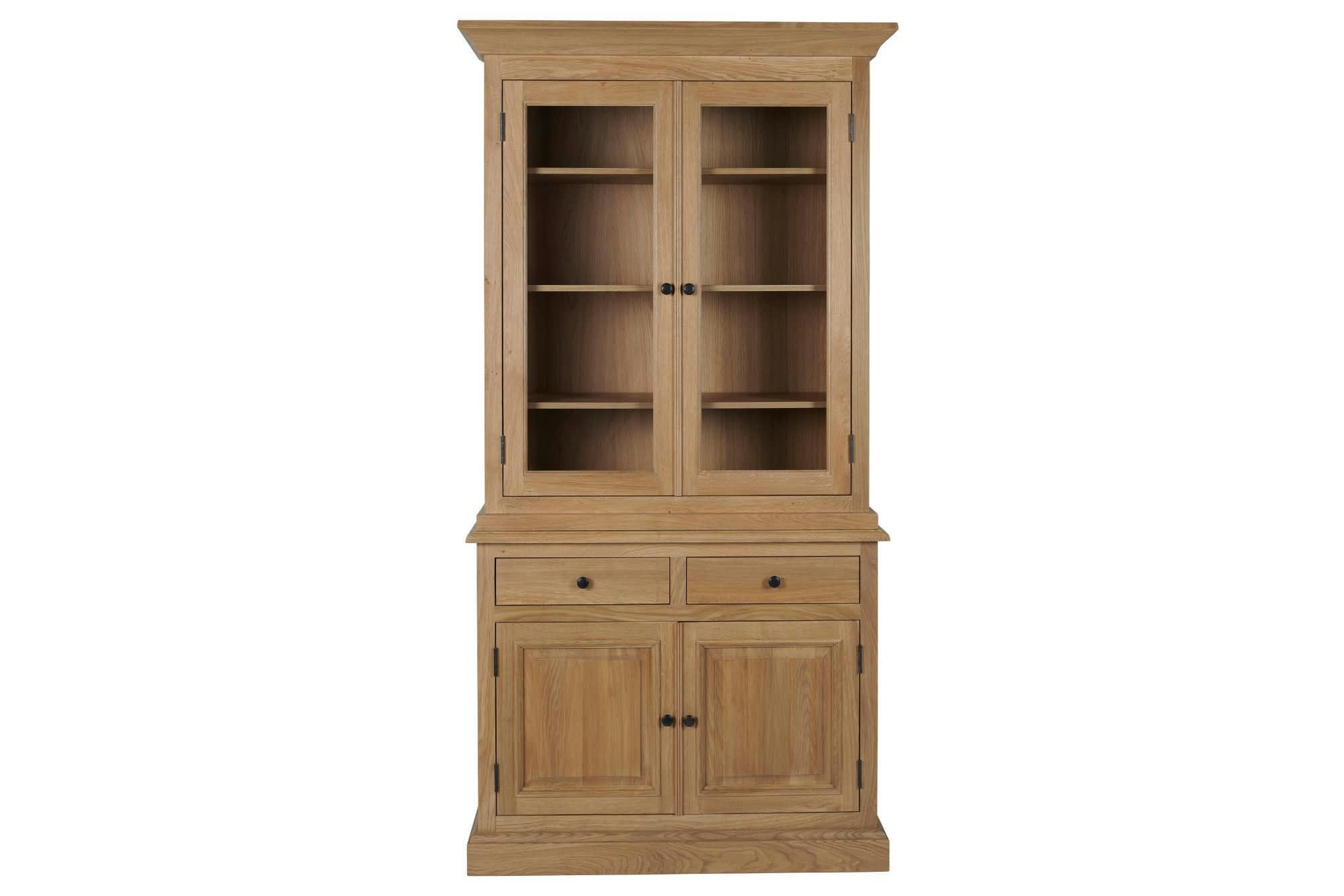 VICTORIA - Buffet vaisselier en chêne 2 portes vitrées 2 tiroirs 2 portes bois