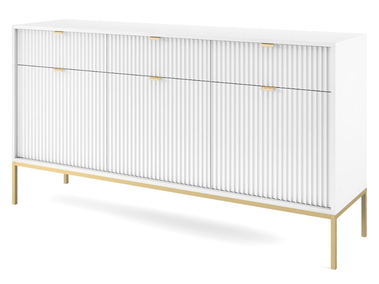 Biała komoda AMBER 154 cm z metalowymi nogami