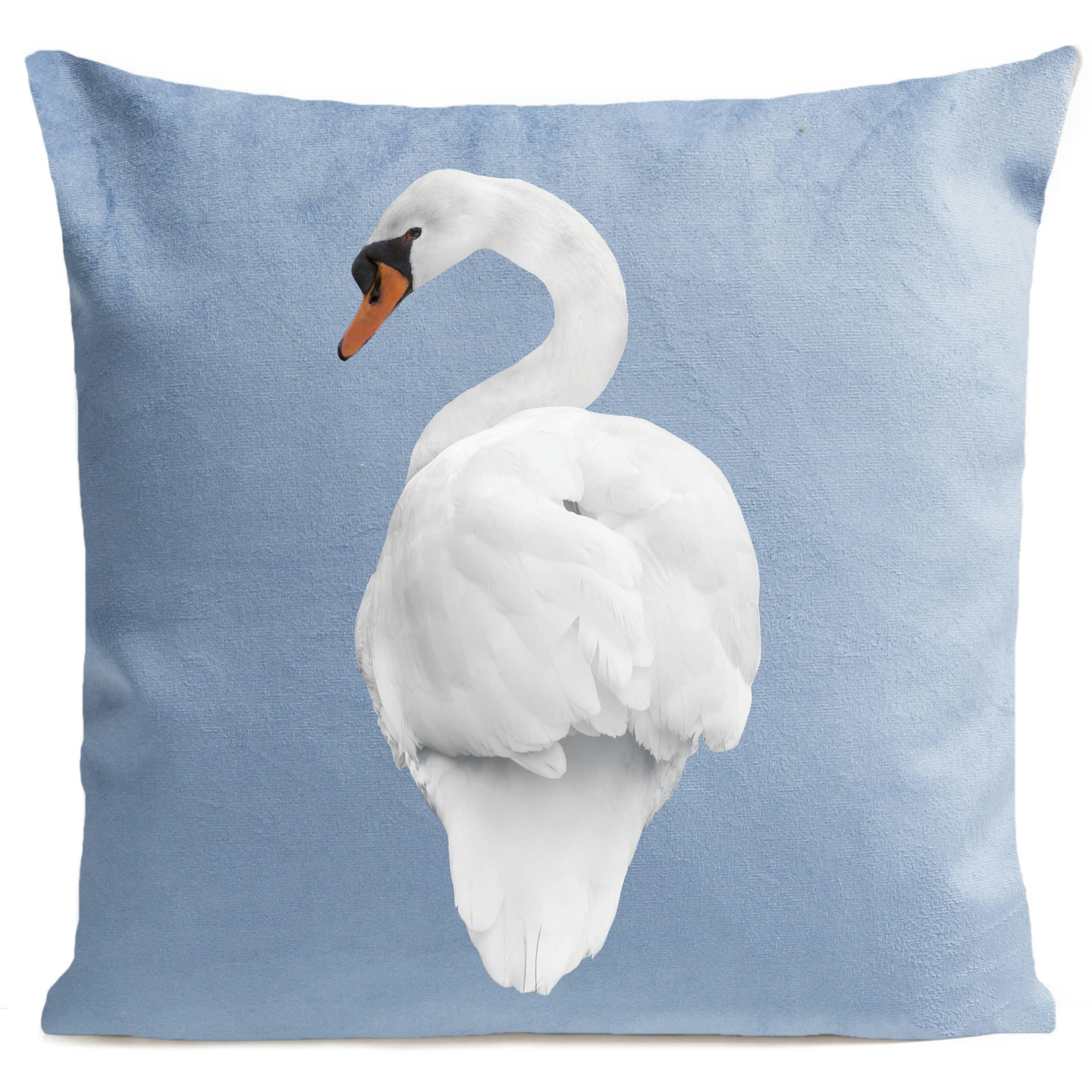 - Coussin oiseau cygne suédine bleu 40x40cm