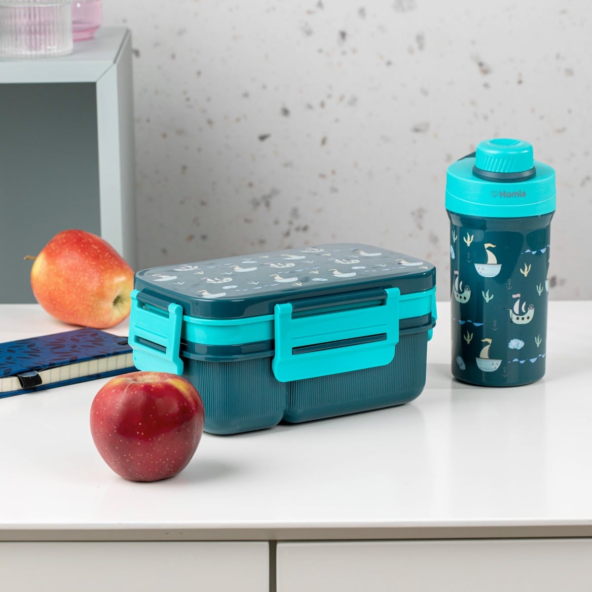 Zestaw lunchbox B2 CAIRO granatowy z kubkiem 1,8l + 0,5l