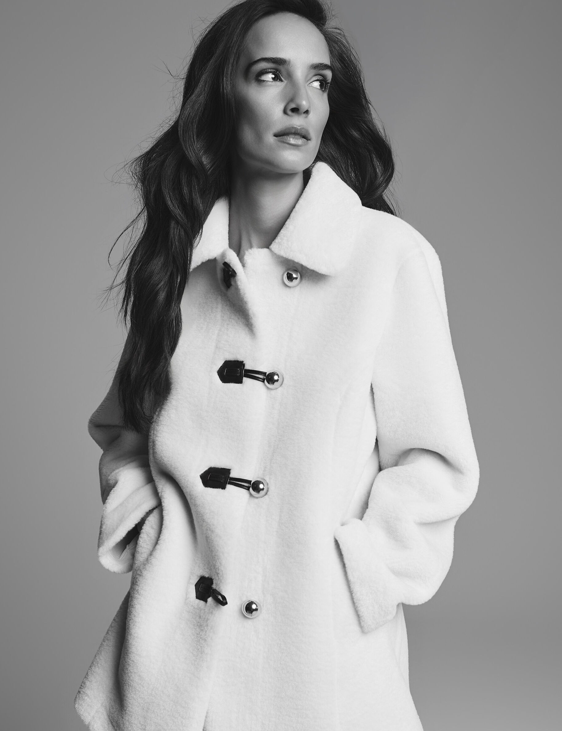 Short Faux Fur Coat Ivory Women