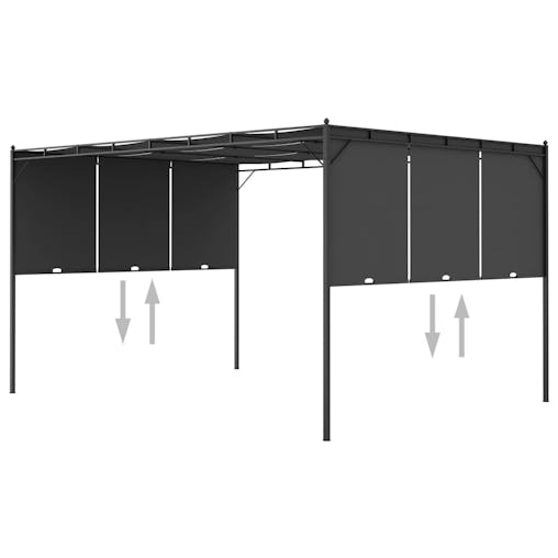 NNEVL Garden Gazebo with Side Curtain 4x3x2.25 m Anthracite