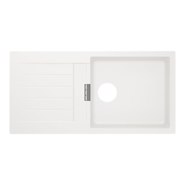 Evier à encastrer en composite quartz blanc 1 bac et égouttoir l. 50 x H. 30,4 x P. 19,7 cm GoodHome Torla