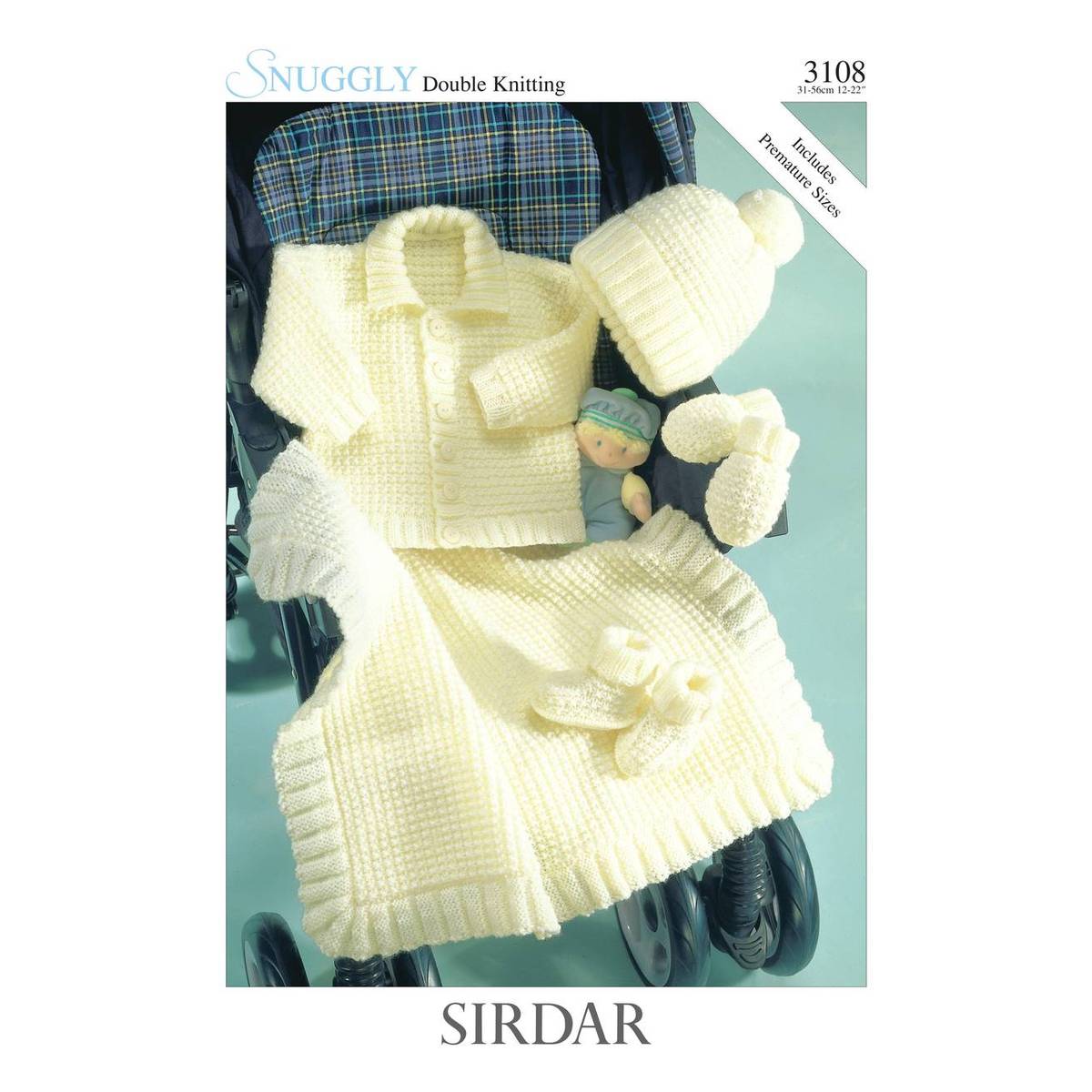 Sirdar Snuggly DK Jacket Blanket Hat Bootees and Mittens Digital Pattern 3108