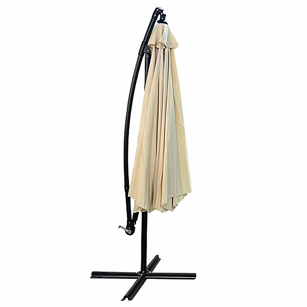 Parasol de jardin et de terrasse CYNIA imperméable en beige, Poids 11,7 kg Dimensions L300 x l300 x H245 cm