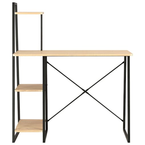 NNEVL Desk with Shelving Unit Black and Oak 102x50x117 cm