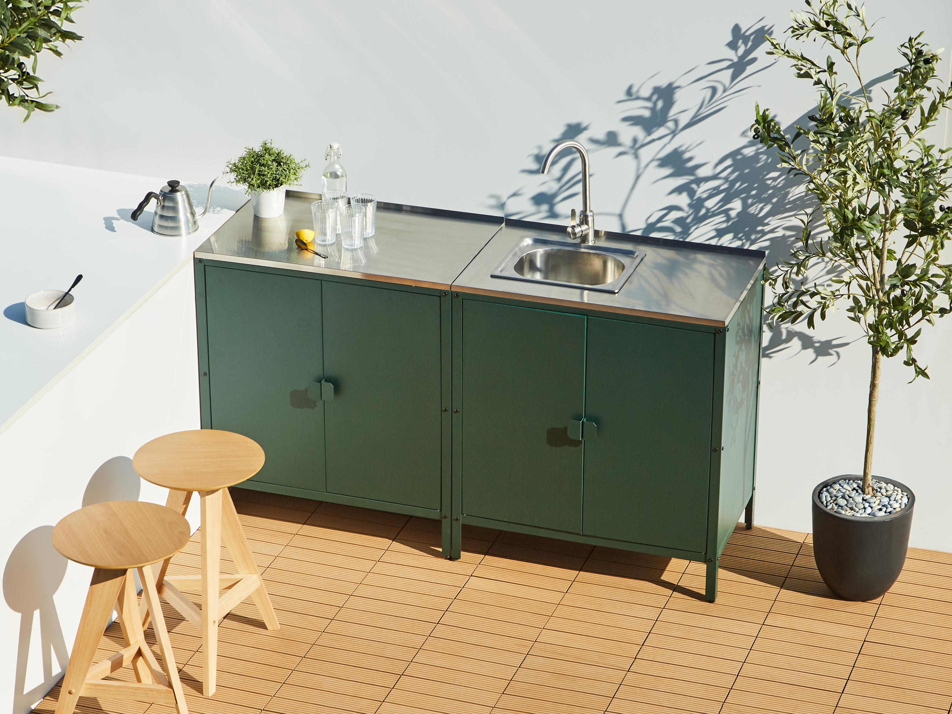 Outdoor Kitchen Cabinet with Sink VILAMA Green