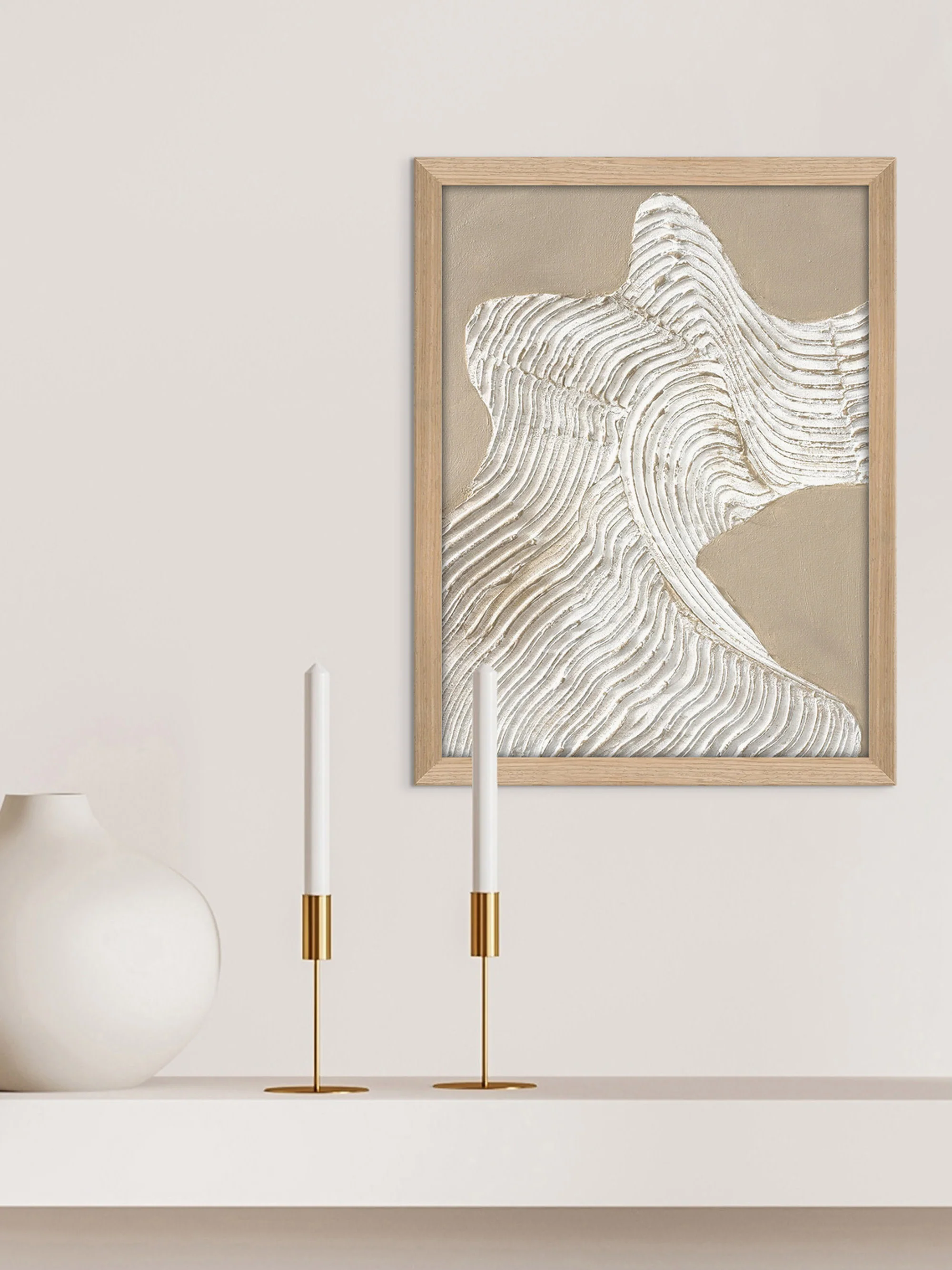 Handbemalter, gerahmter Leinwanddruck Raw Shape 3