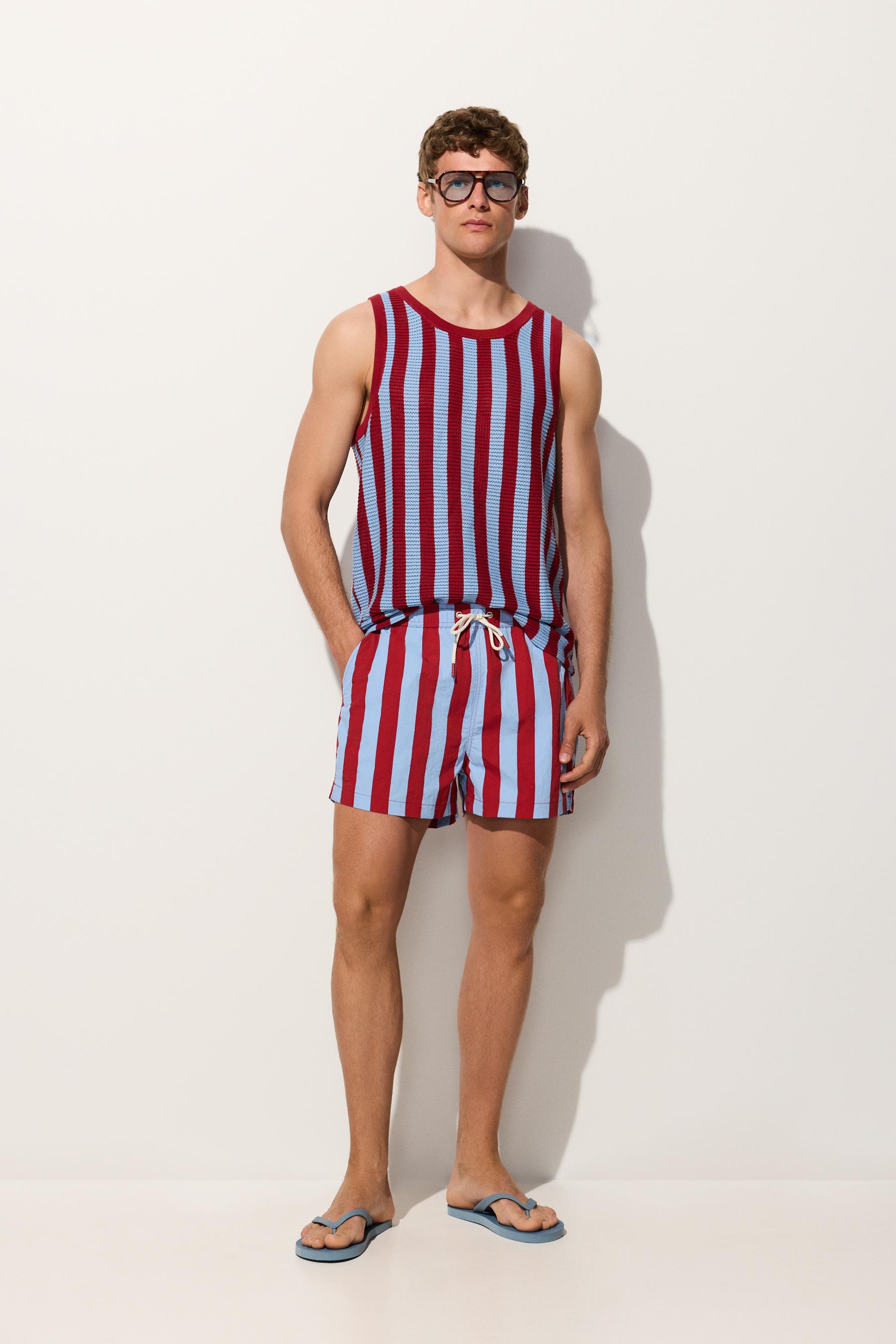 Hombre | Camiseta rayas burdeos punto tirantes