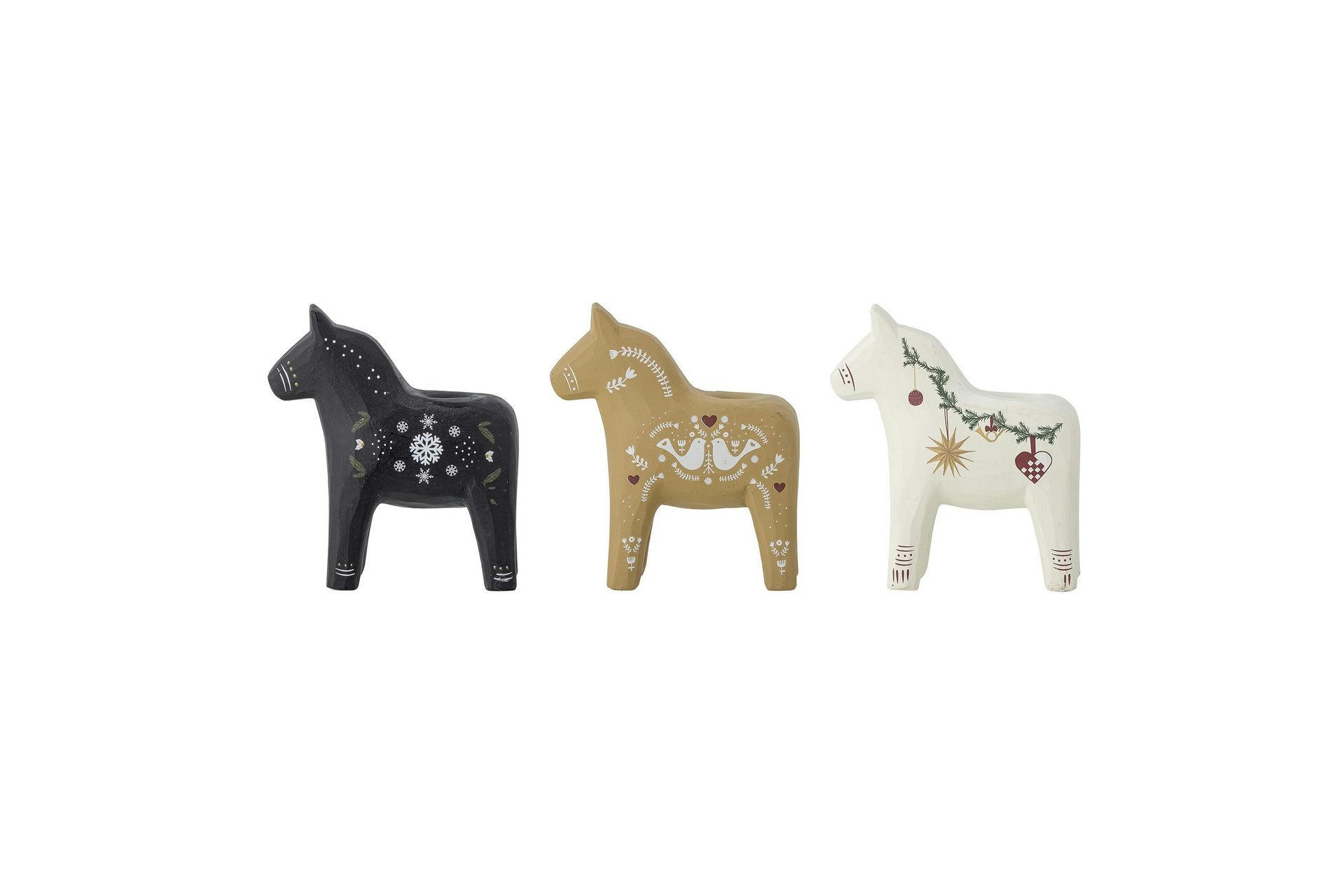 SIFFER - Lot de 3 bougeoirs blanc, beige et noir