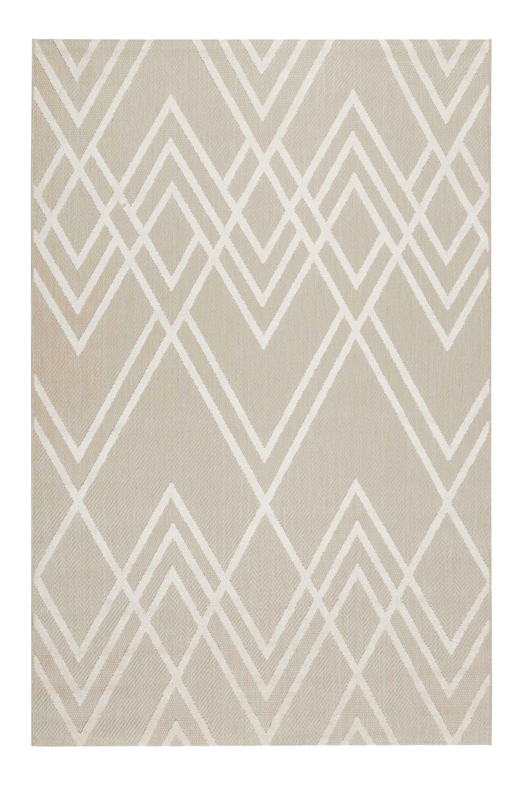 RAVE - Tapis intérieur/extérieur graphique à relief beige et blanc 133x200