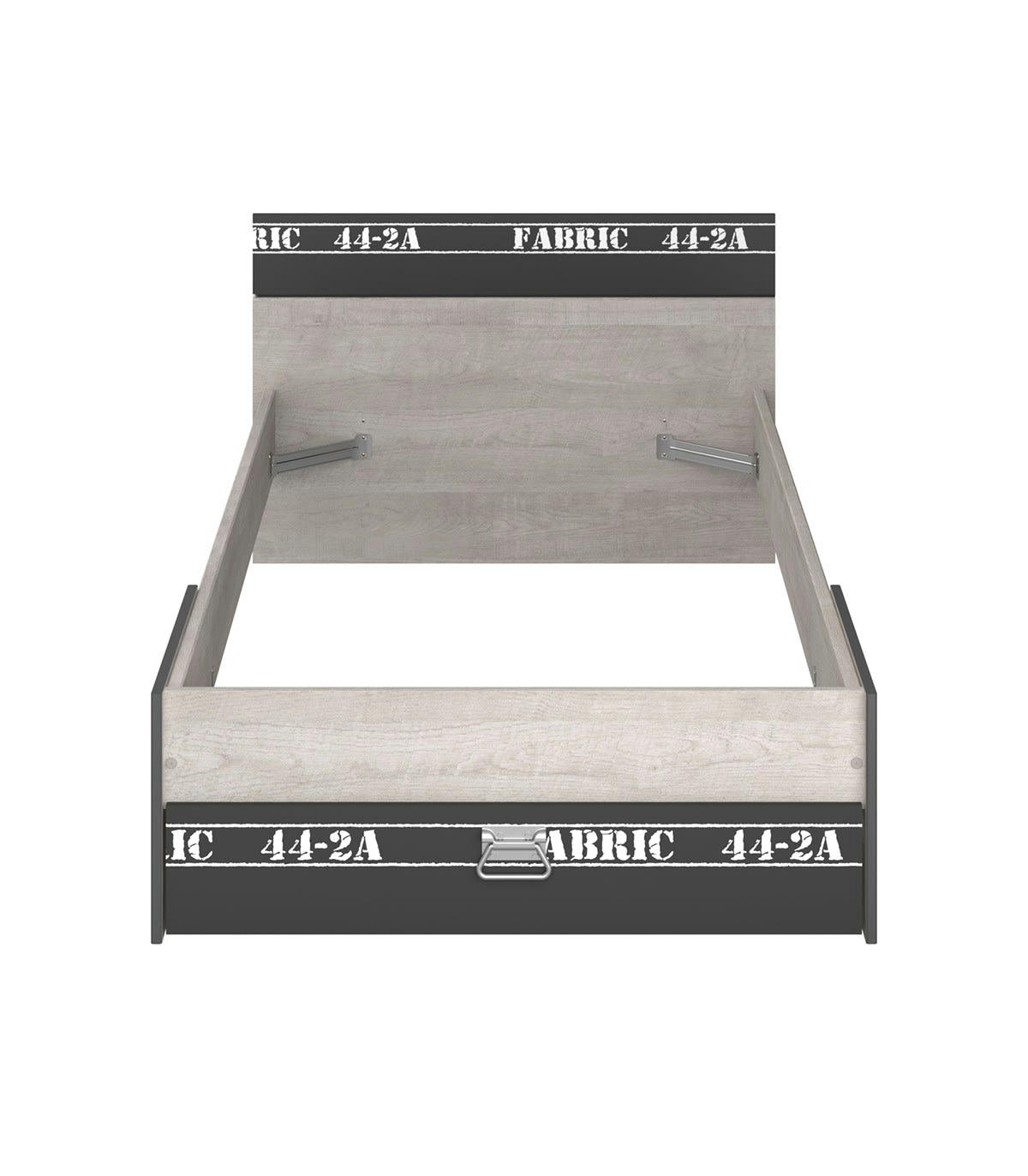 FABRIC - Lit avec tiroirs de rangement couchage 90x200 cm - Décor Gris Loft