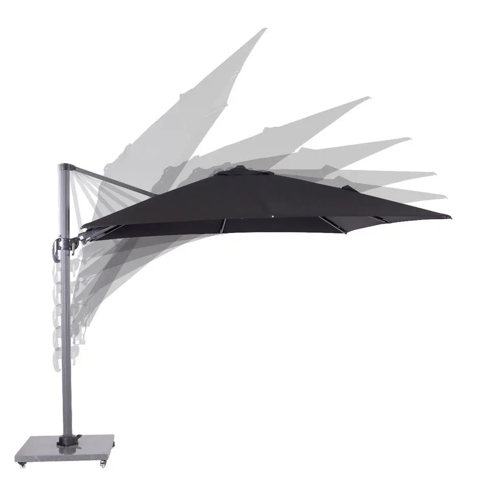 Hawaii zweefparasol 300x300 cm. - Carbon grey - Black doek
