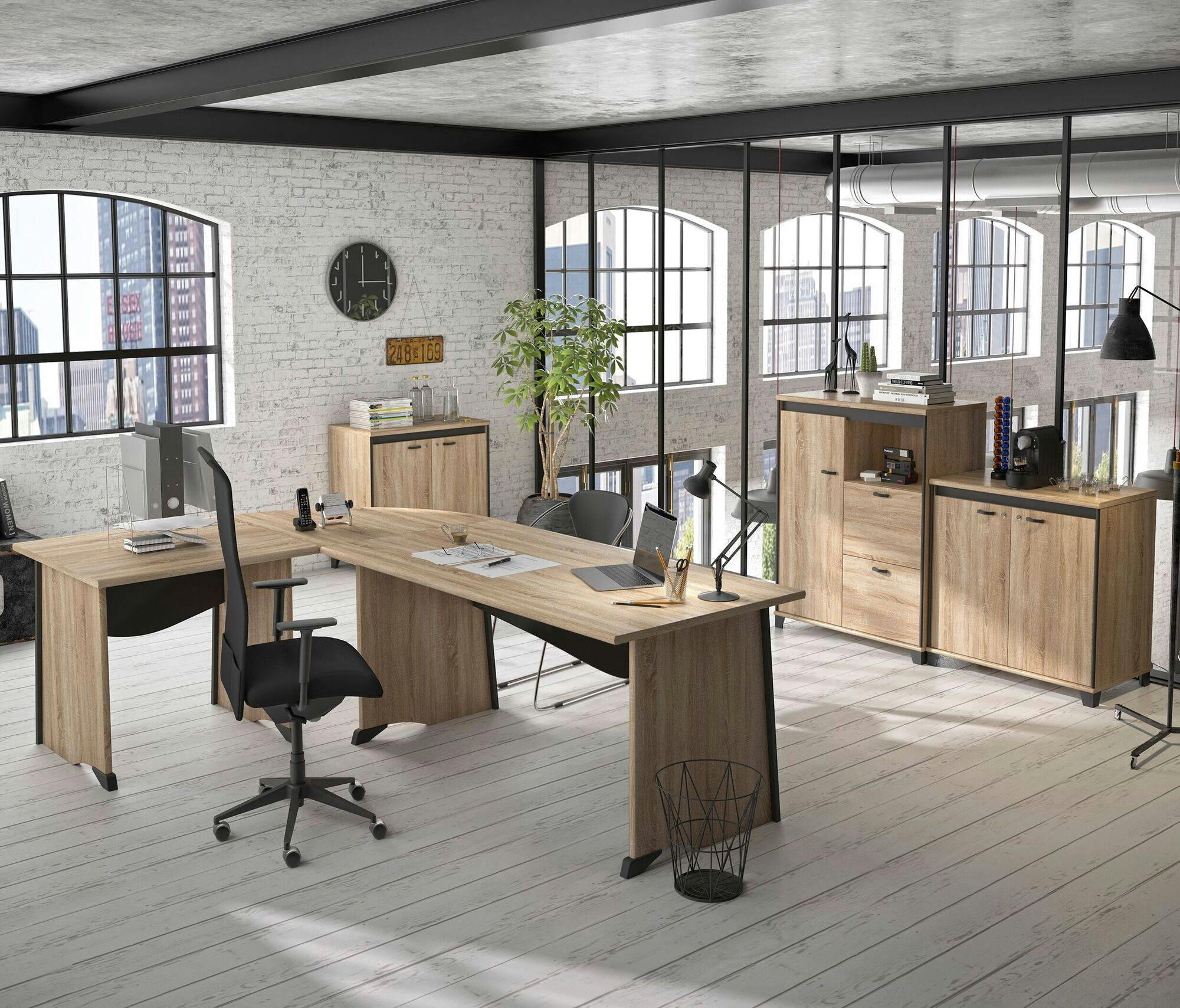 GREGORY - Bureau effet bois Largeur 140 cm