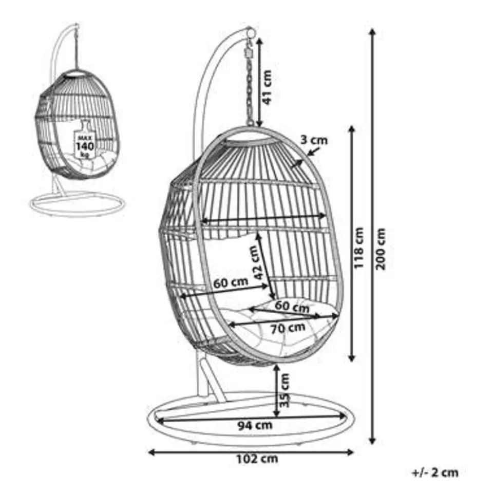 ALBA - Hangstoel - Natuurlijk - PE rotan