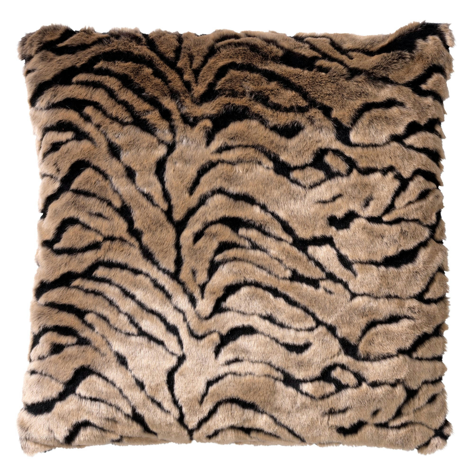 - Housse de coussin marron fausse fourrure-45x45 cm avec imprimé animal