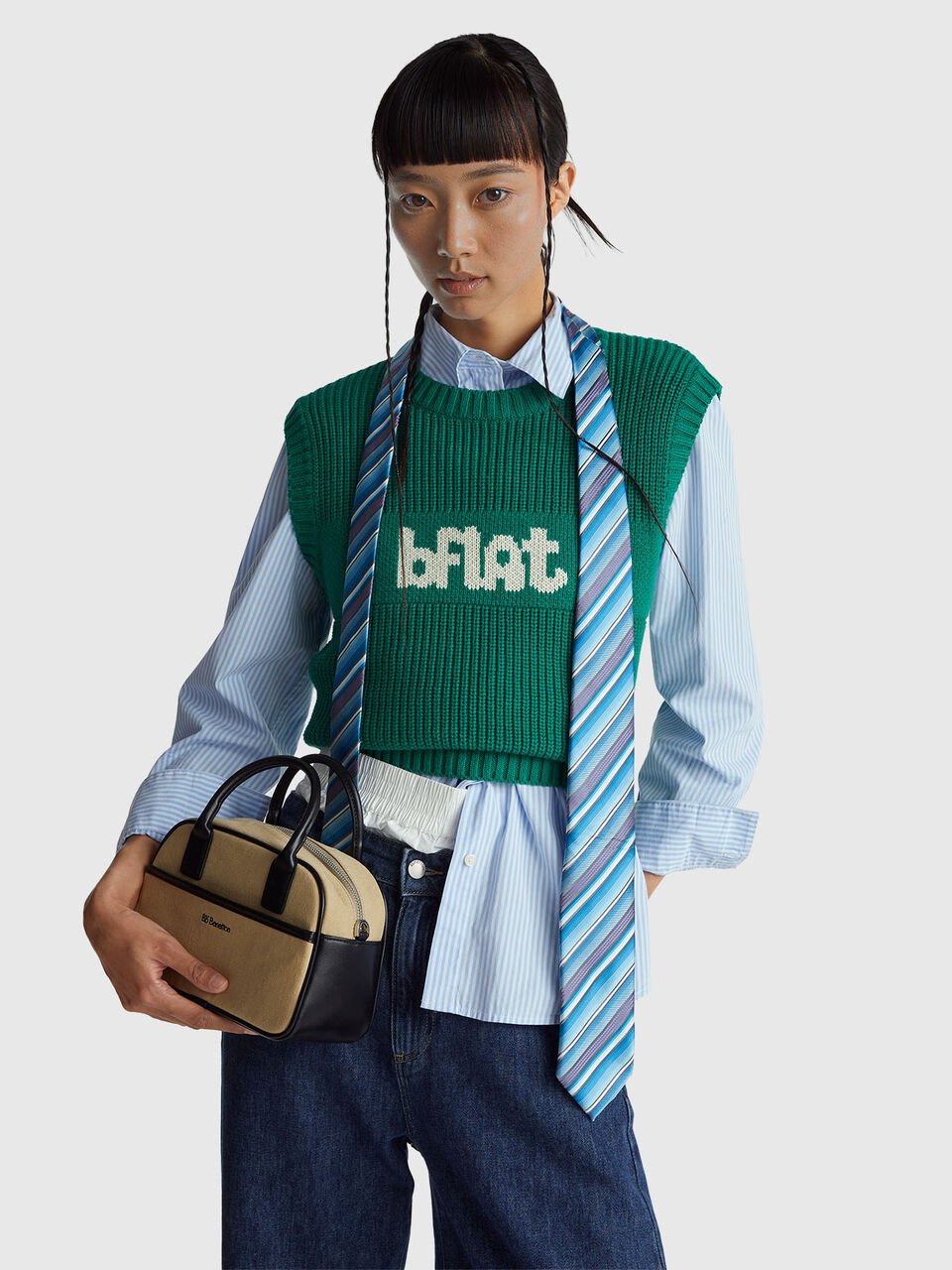 Knit vest with inlay