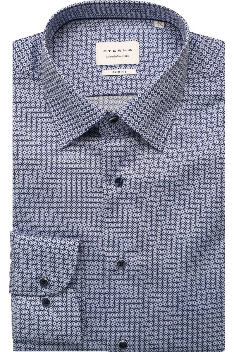 ETERNA Slim Fit Hemd blau, Bedruckt