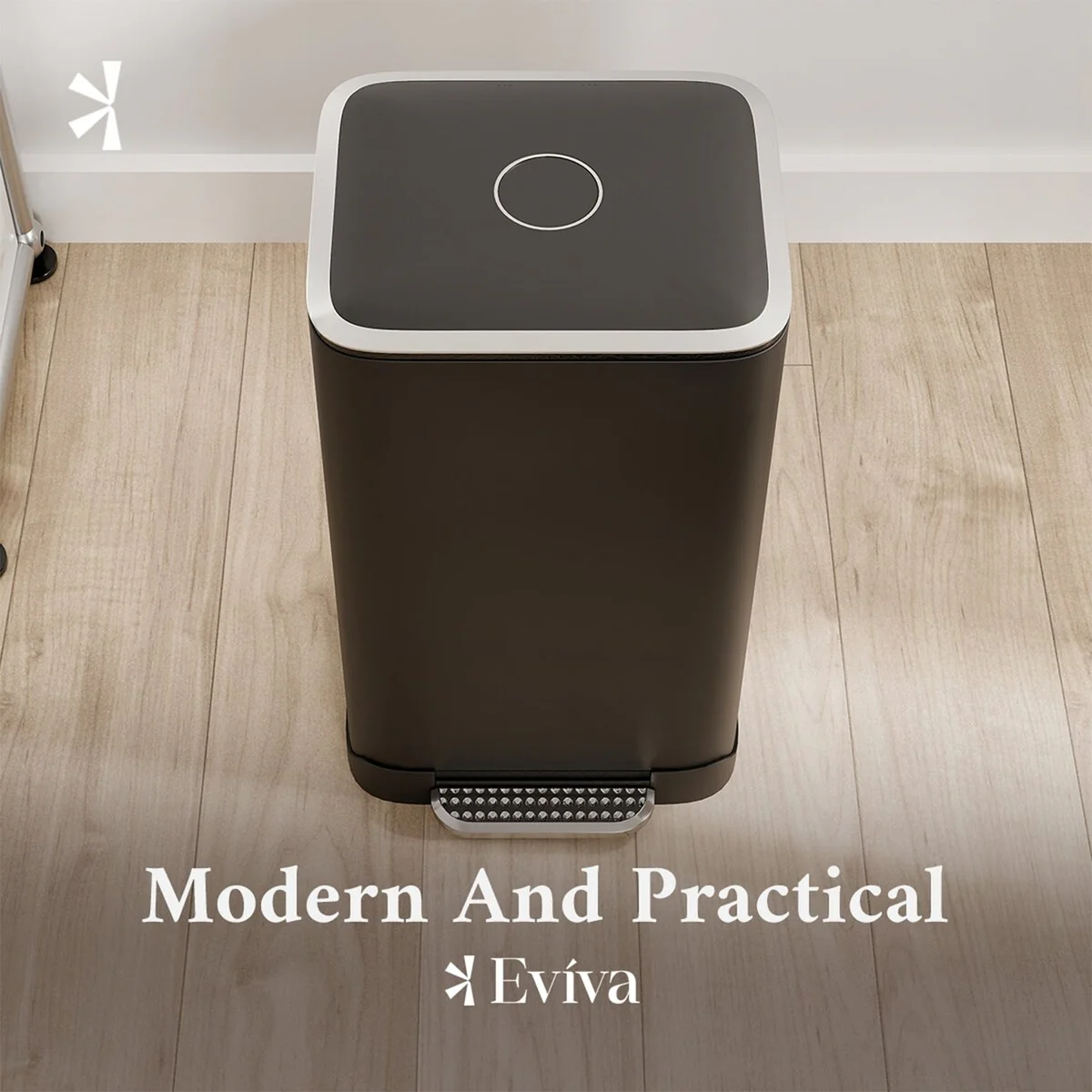 Totti 8 Gallon (32L) Matte Black Pedal Trash Can with Soft Closing