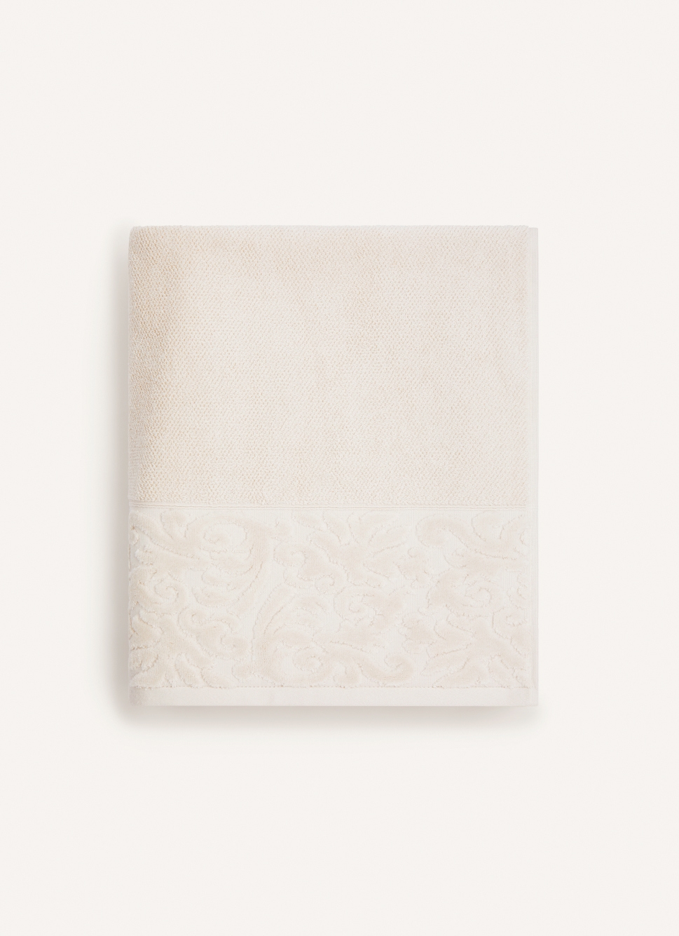 DRAP DE BAIN EN COTON LITEAU CISELÉ BEIGE