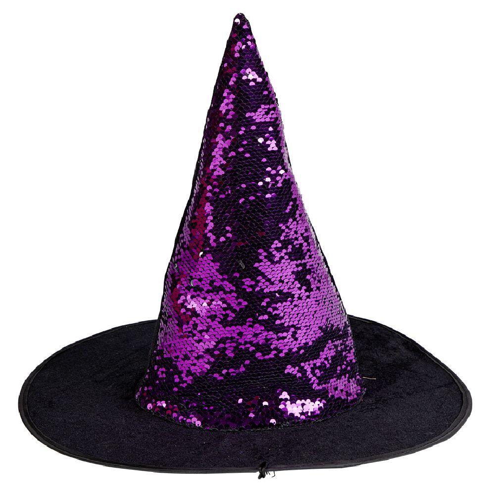 Chapeau Halloween sorcière TU enfant noir à sequins