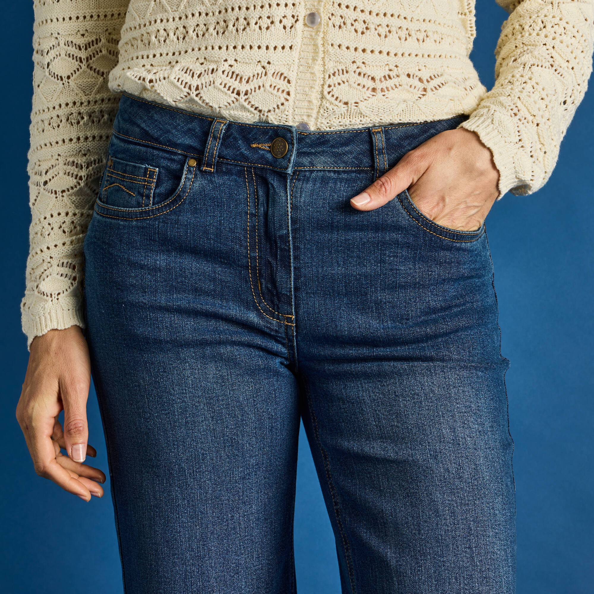 Jean coupe large stretch, grande stature