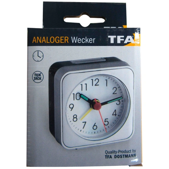 Wecker (Analog), BxHxT: 5,7 x 5,7 x 2,9 cm, silberfarben