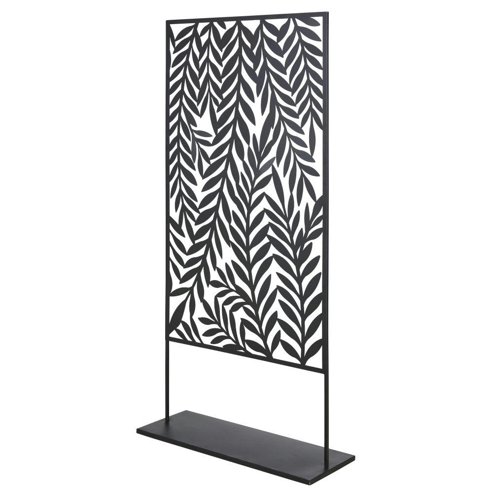 DELTENA - Paravent d'extérieur en métal imprimé feuillage noir