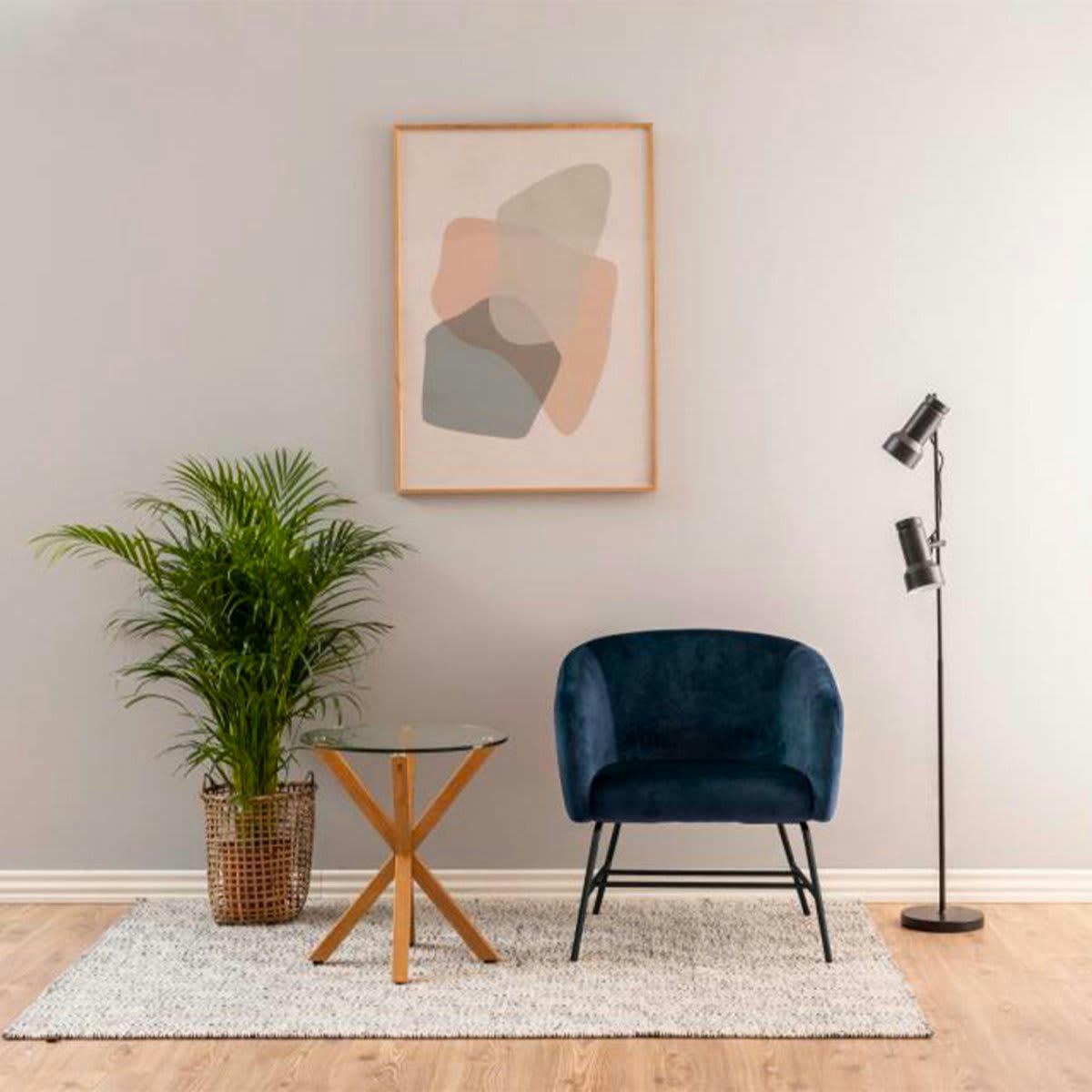 RAMZO - Fauteuil tendance en velours bleu foncé