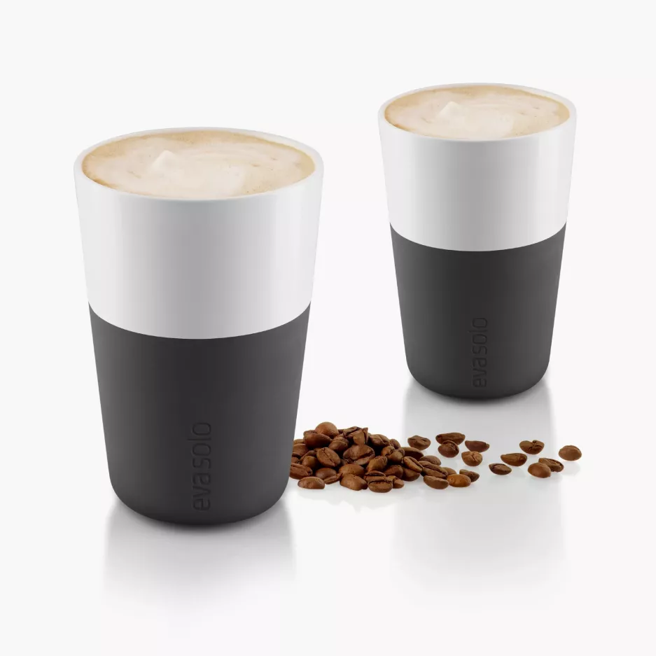 Zestaw 2 filiżanek do latte EVASOLO 360ml Carbon Black