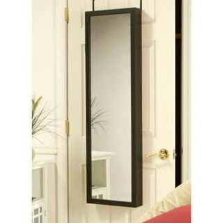 Brown Espresso Over the Door Jewelry Armoire Mirror