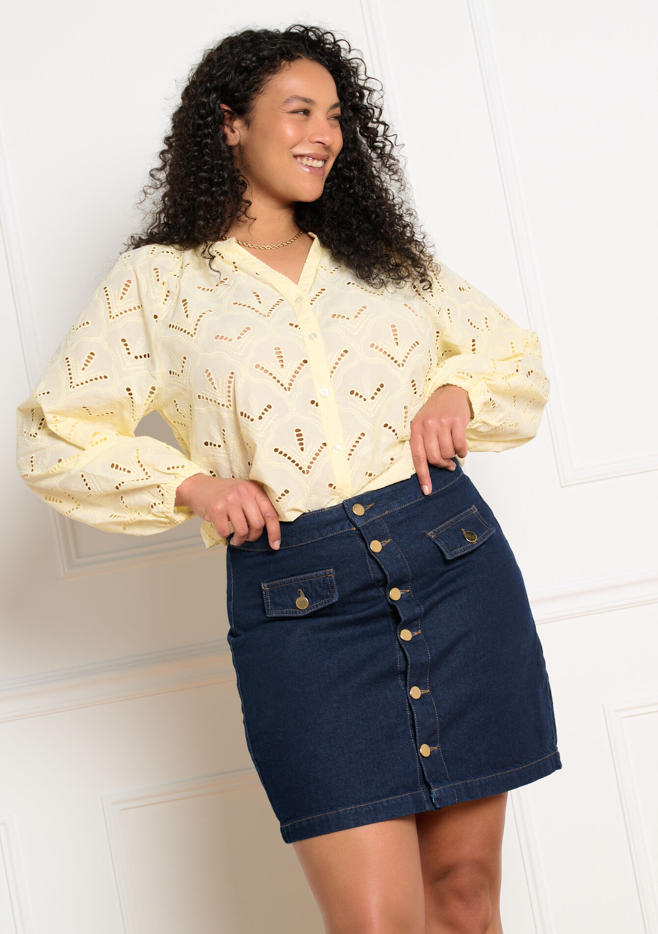 Denim minirok met knopen