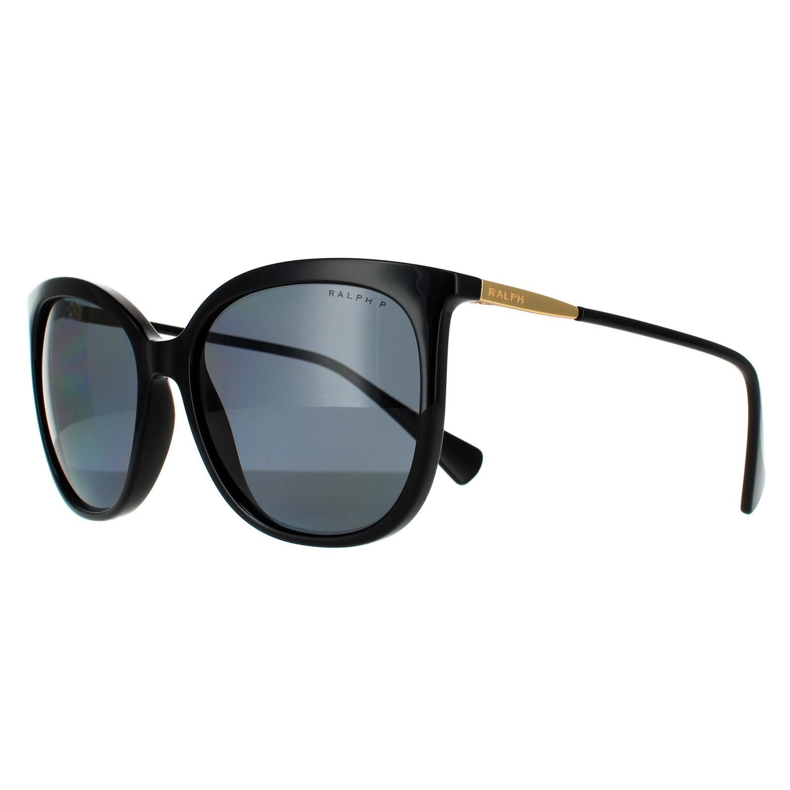Ralph by Ralph Lauren Butterfly Shiny Black Dark Grey Polarized RA5248 Sunglasses