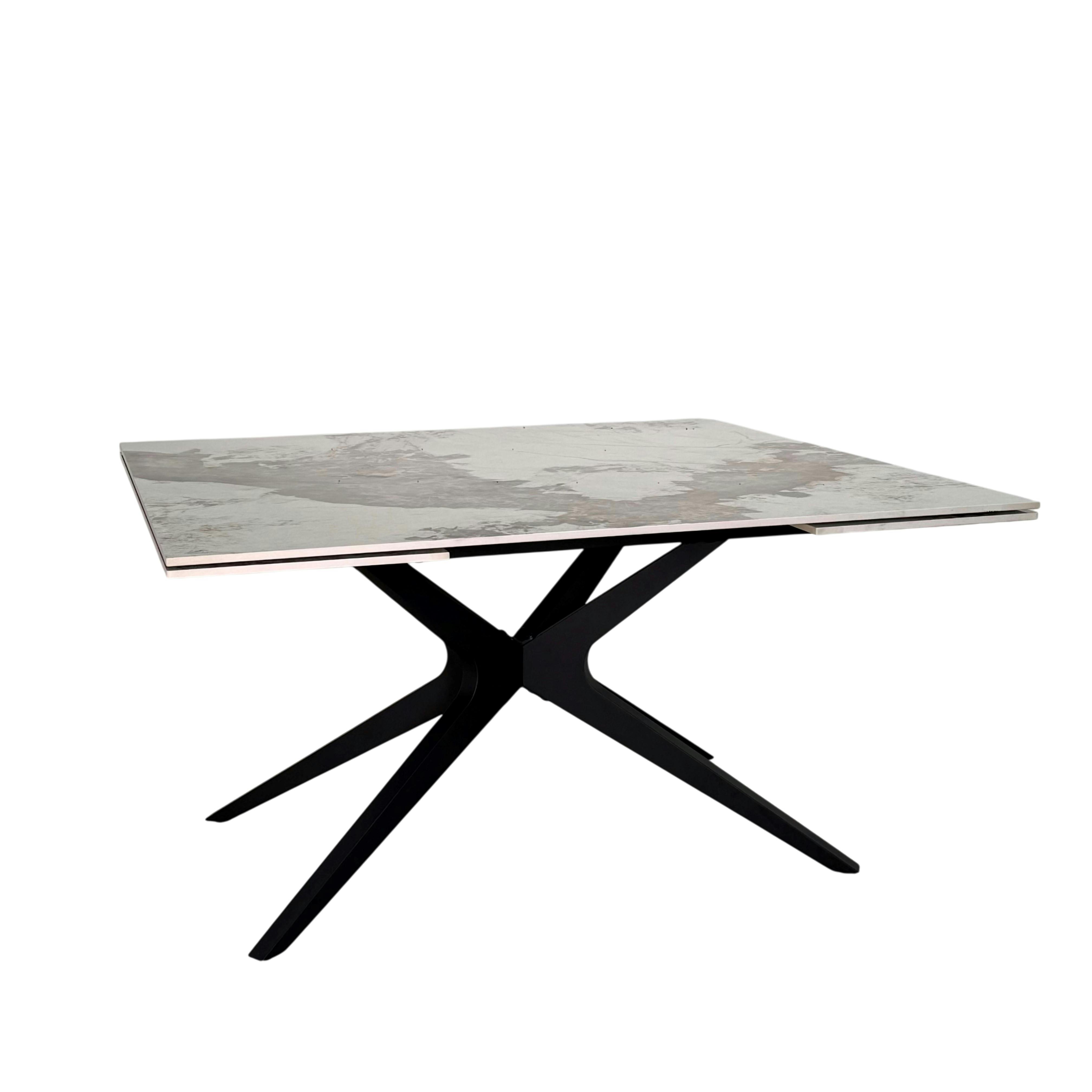Table carrée céramique effet marbre blanc 140-220 cm LOMBARDIE
